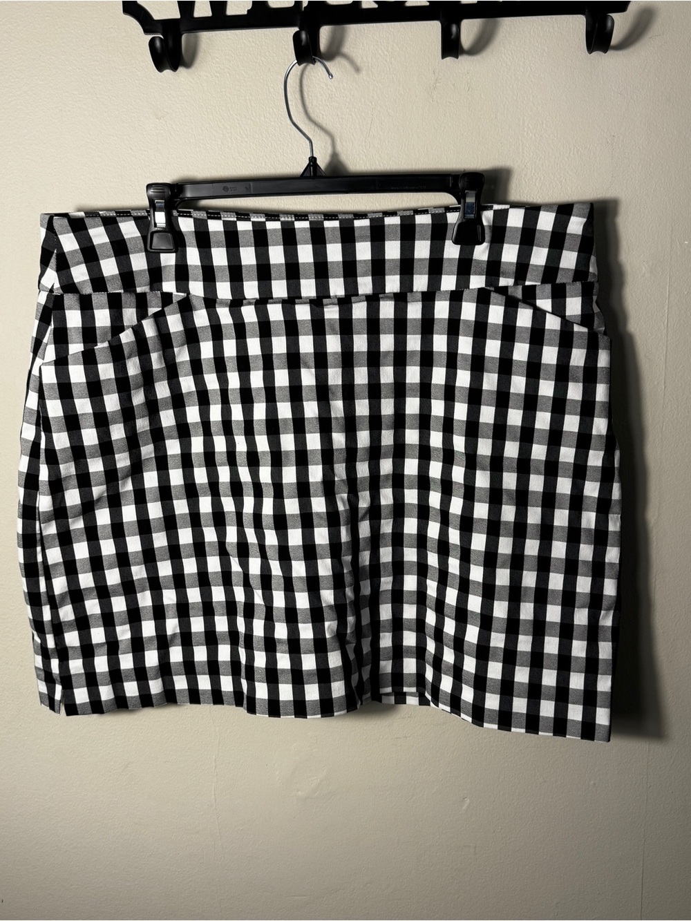 Charter Club women’s XL Black White Gingham pull-on Skort Built in shorts NWOT
